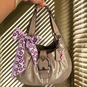 COACH Soho Lynn Metallic Leather Hobo Gold Shimmer Shoulder Bag Y2K Vintage